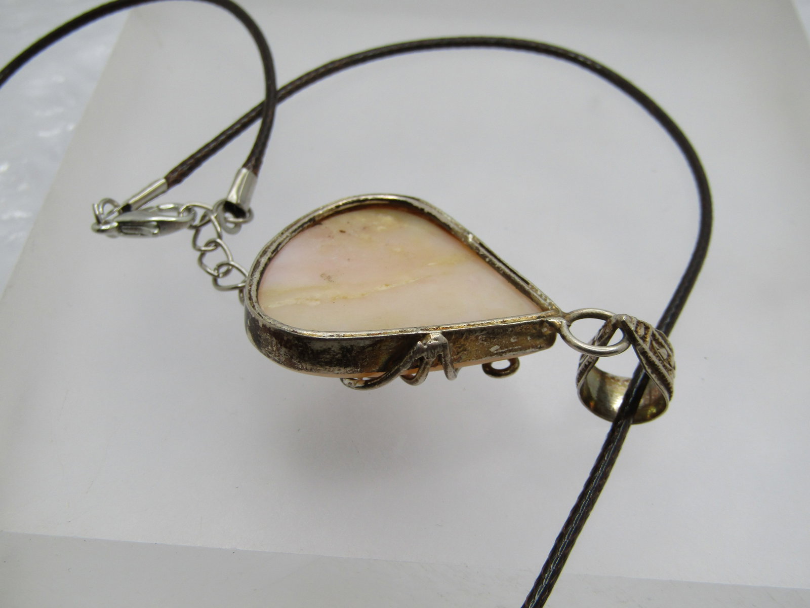 Silver Faux Agate Necklace, Bali/Southwestern, 19" - 7