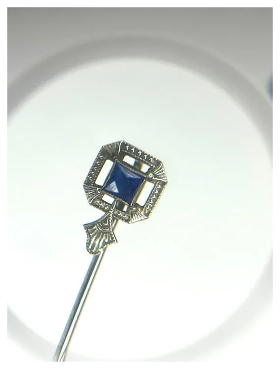 Vintage 10k White Gold Art Deco Stickpin - 7