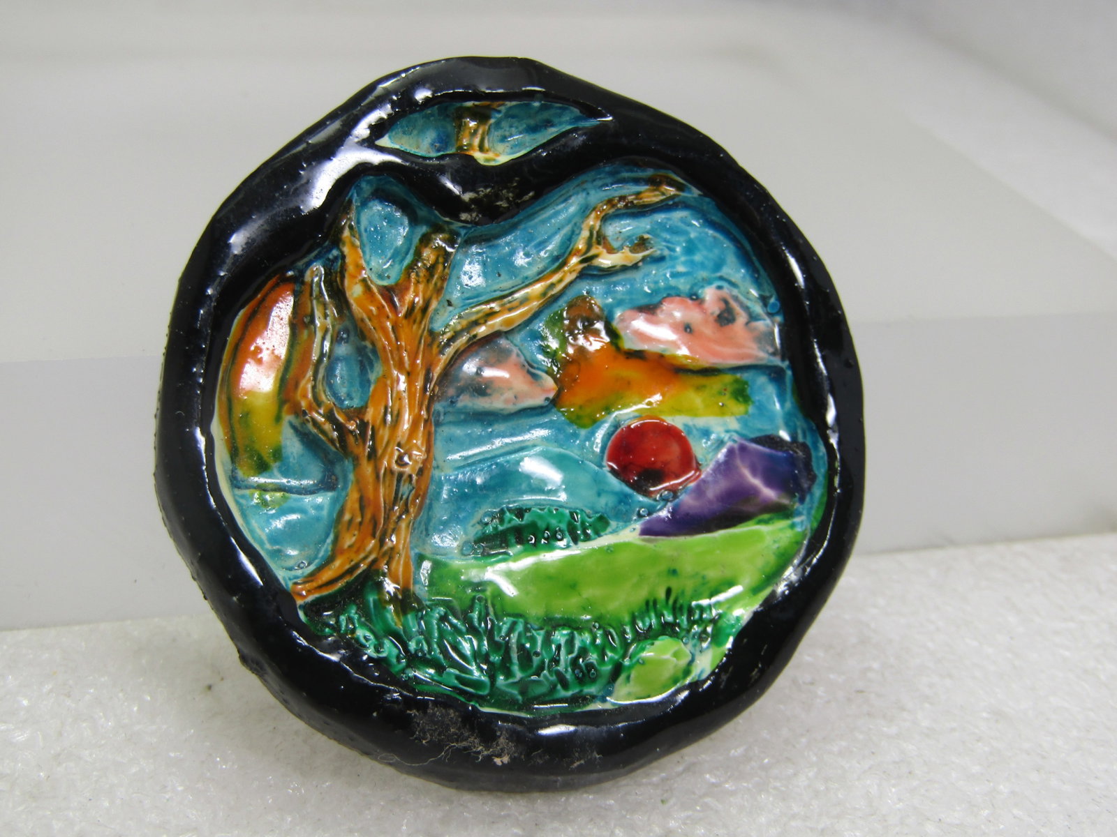 Vintage Faux Carved Scene Brooch, Made in Germany, 1950's-1960's - 2