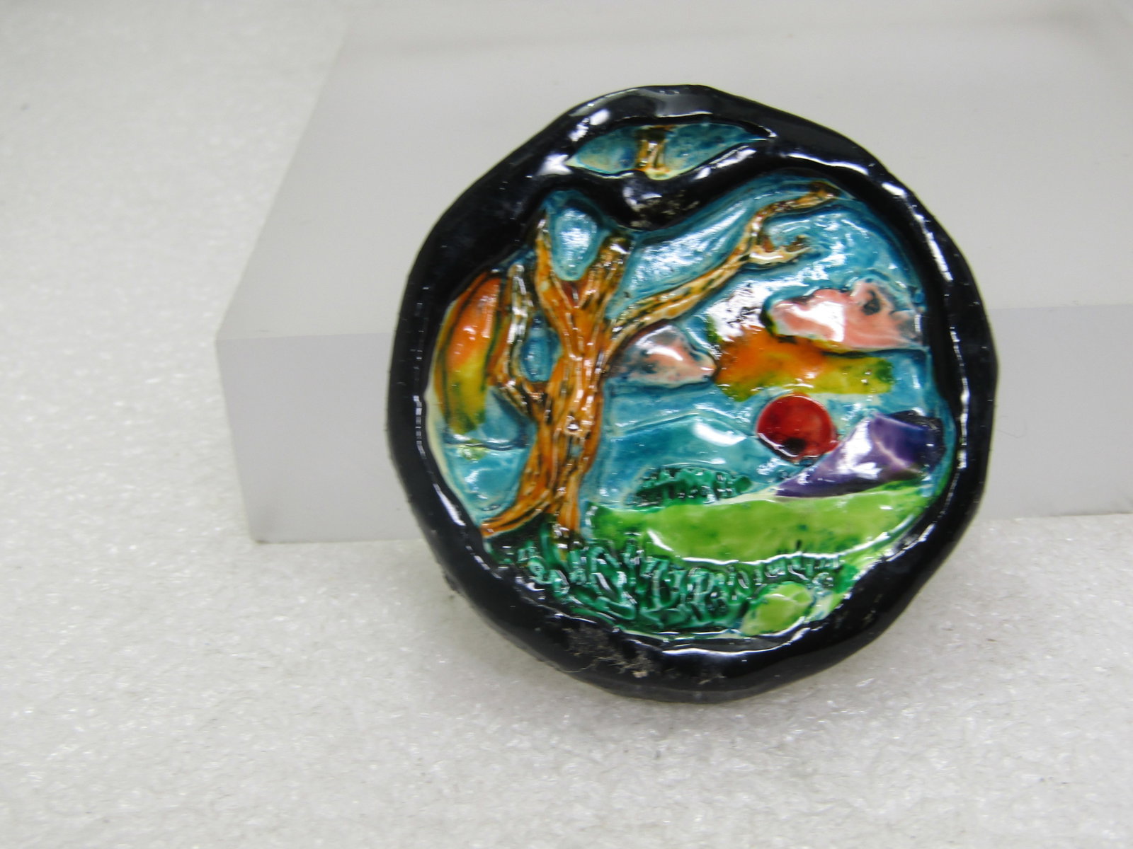 Vintage Faux Carved Scene Brooch, Made in Germany, 1950's-1960's - 4