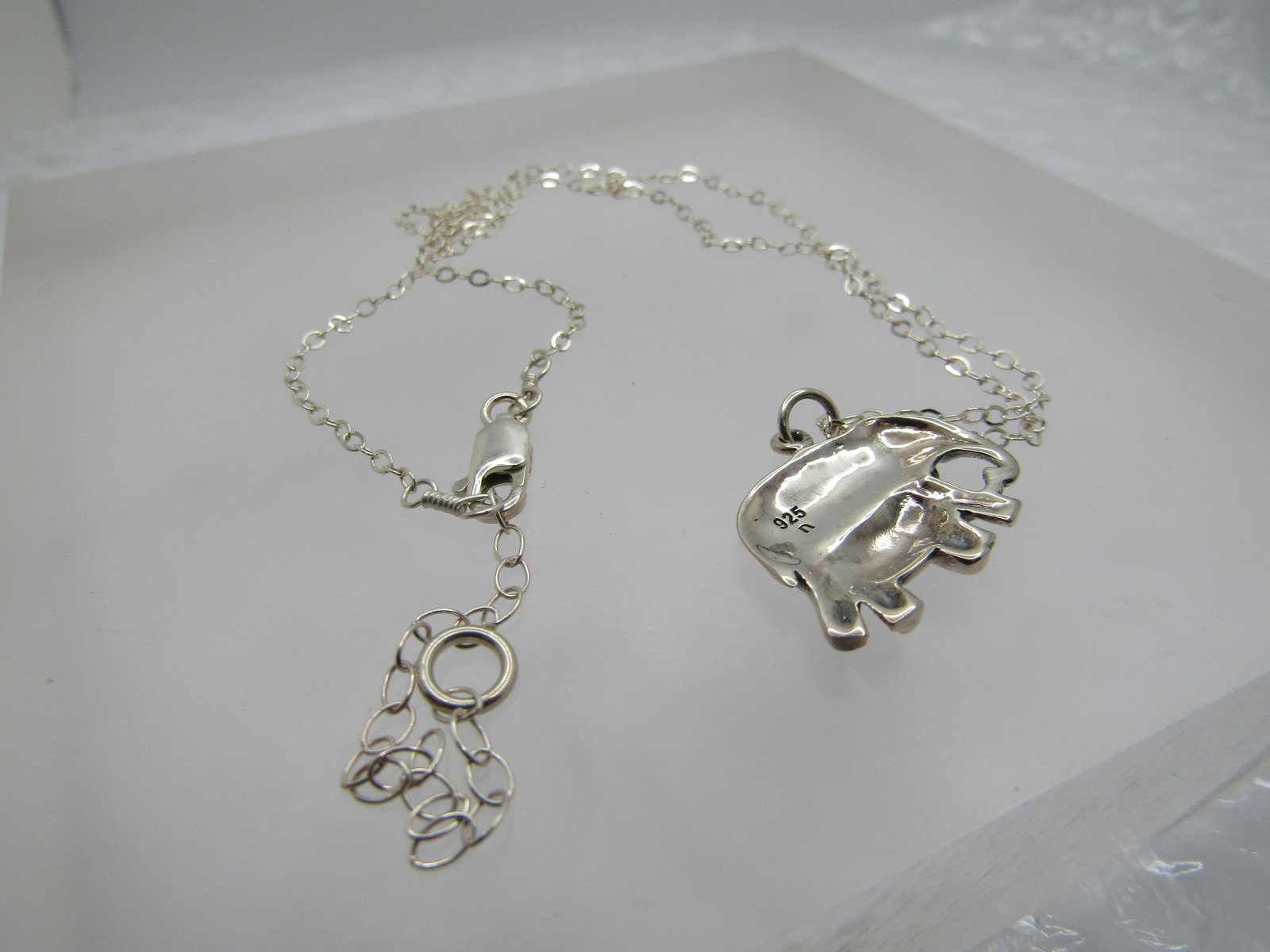 Sterling Elephants Necklace, 16"-18", Mom and Baby - 7