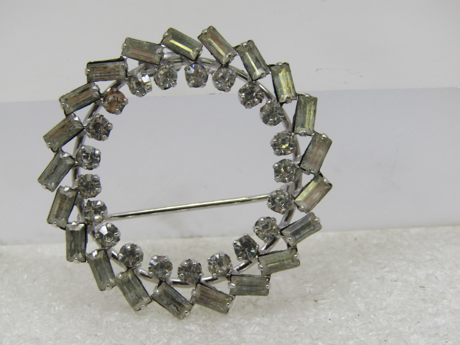 Vintage Sterling Carl Art Rhinestone Brooch, 1.5" Round, 1960's - 3