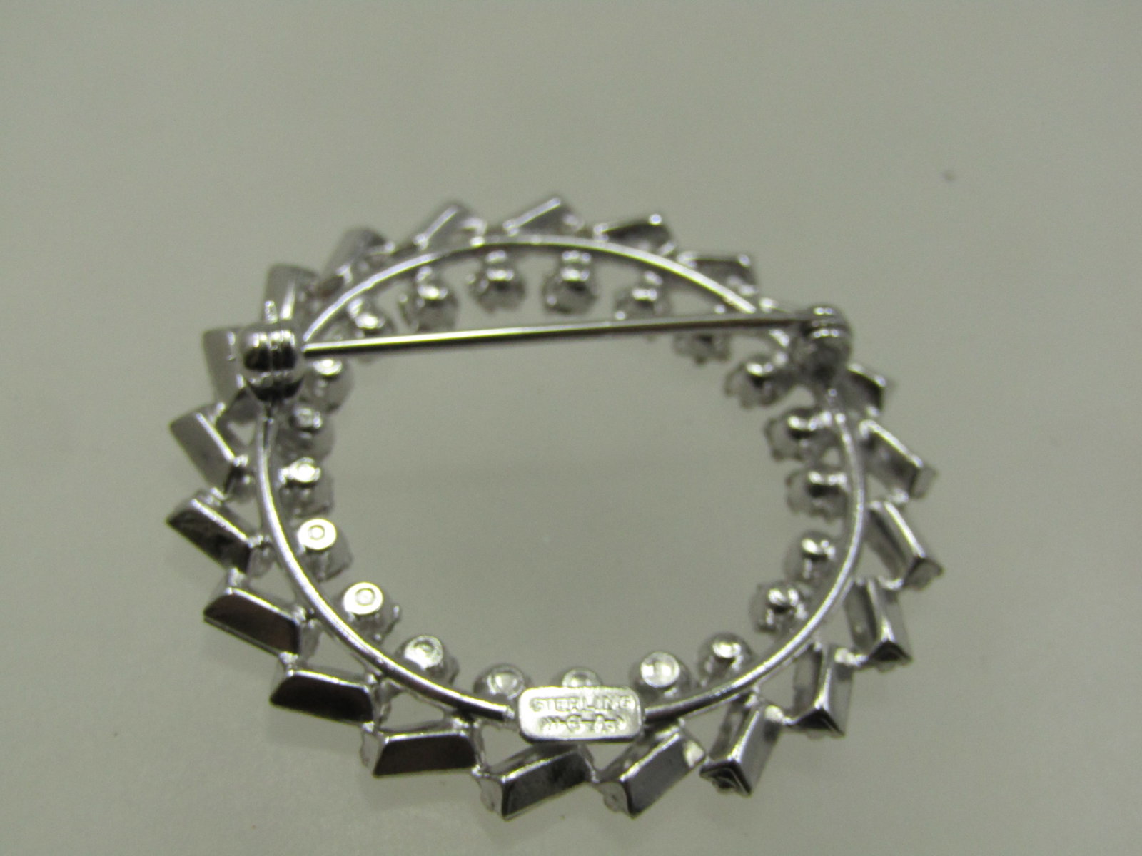 Vintage Sterling Carl Art Rhinestone Brooch, 1.5" Round, 1960's - 5