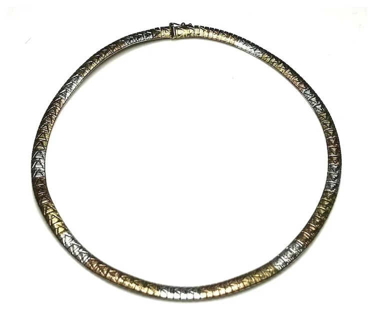 Vintage Italian Tri- Color Sterling Silver Necklace - 2