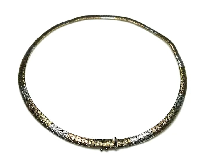 Vintage Italian Tri- Color Sterling Silver Necklace - 4