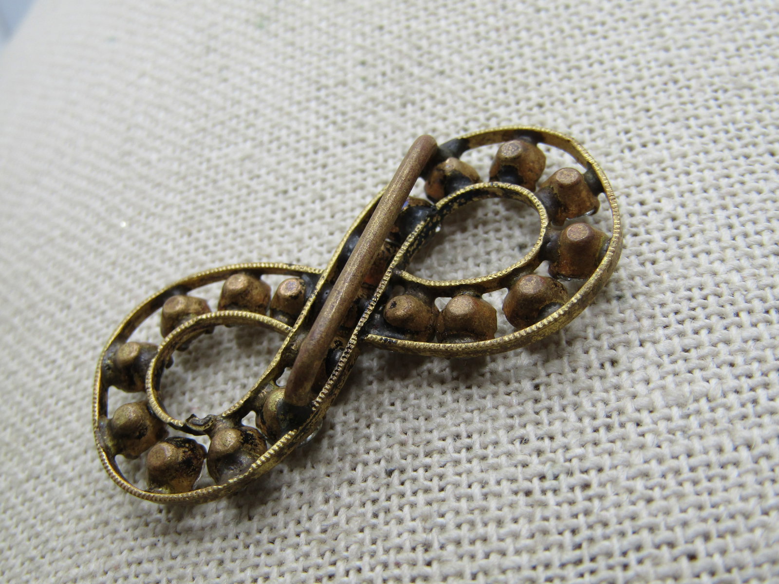 Antique Clear Rhinestone Figure Eight Sash Buckle/Slide, 1920's - 4