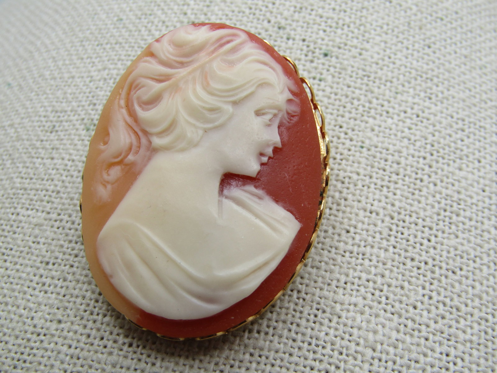 Vintage Cameo Brooch, 1960's, 1.75" - 3