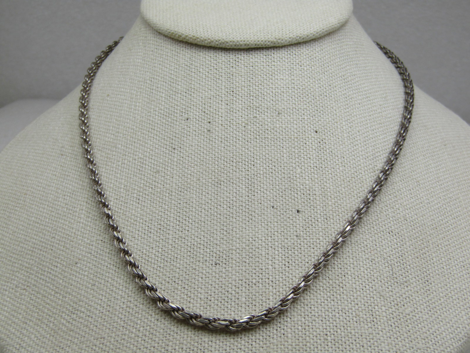 Vintage Sterling Silver Rope Necklace, 18", 3mm, Italy - 2