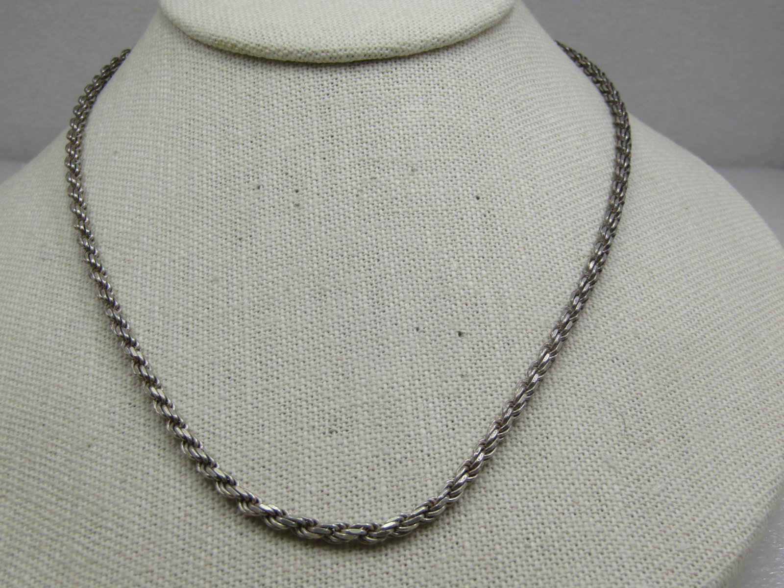 Vintage Sterling Silver Rope Necklace, 18", 3mm, Italy - 3