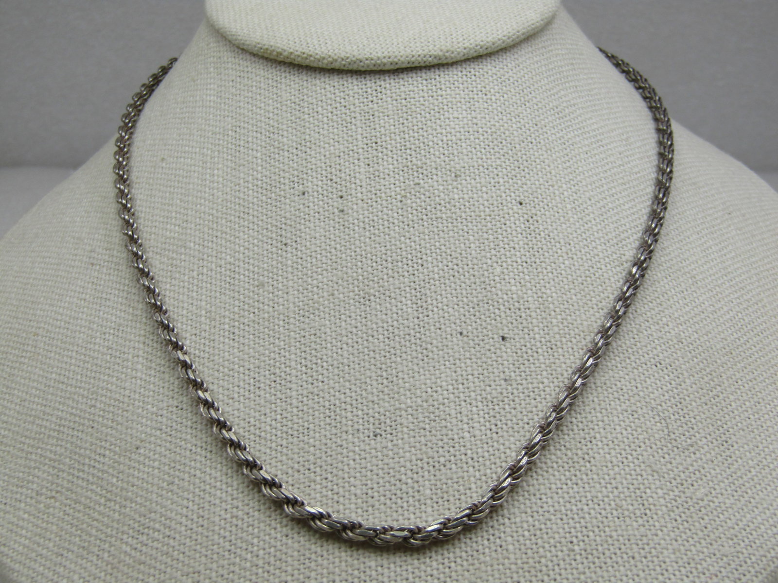 Vintage Sterling Silver Rope Necklace, 18", 3mm, Italy - 4