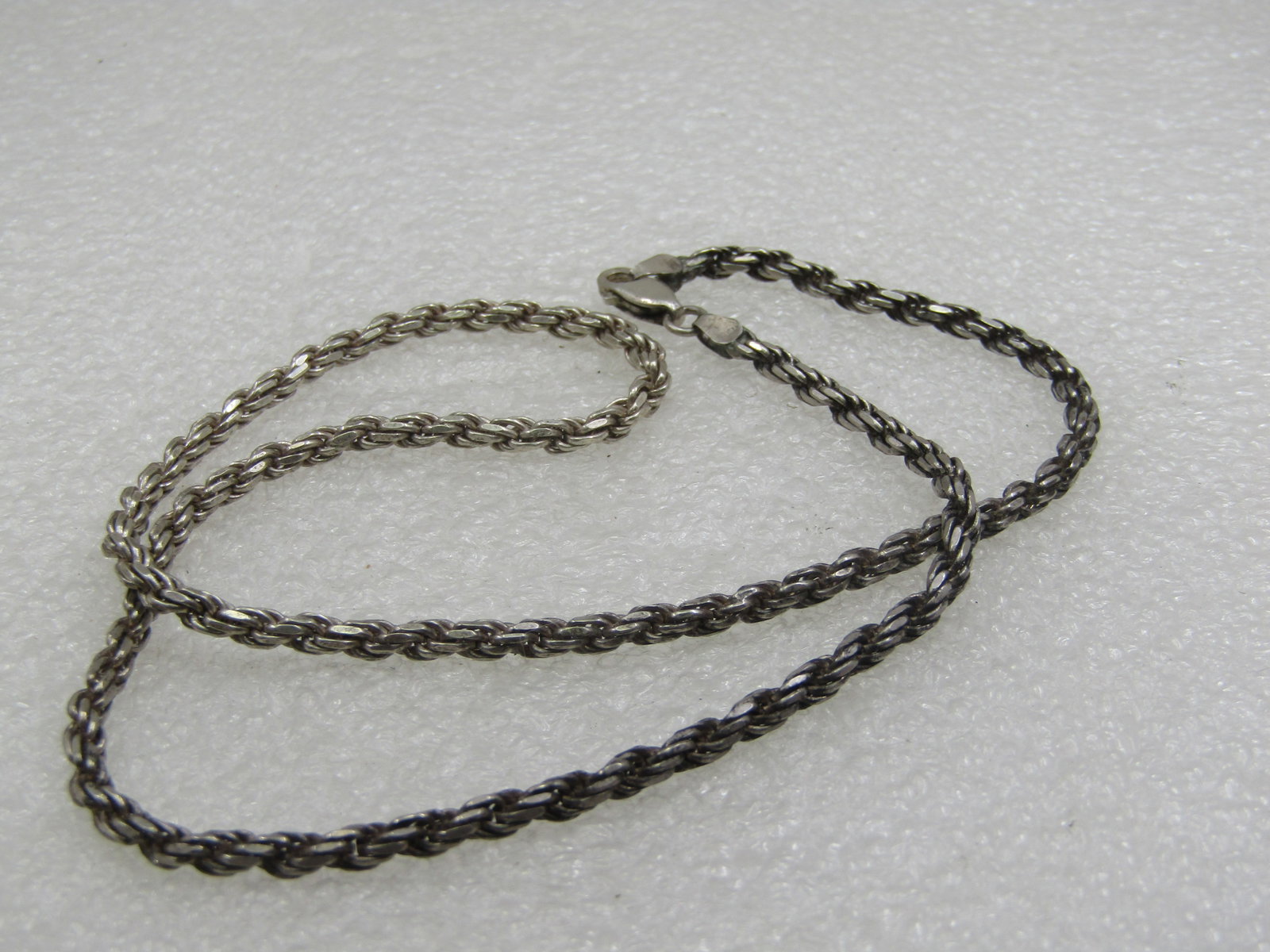 Vintage Sterling Silver Rope Necklace, 18", 3mm, Italy - 5