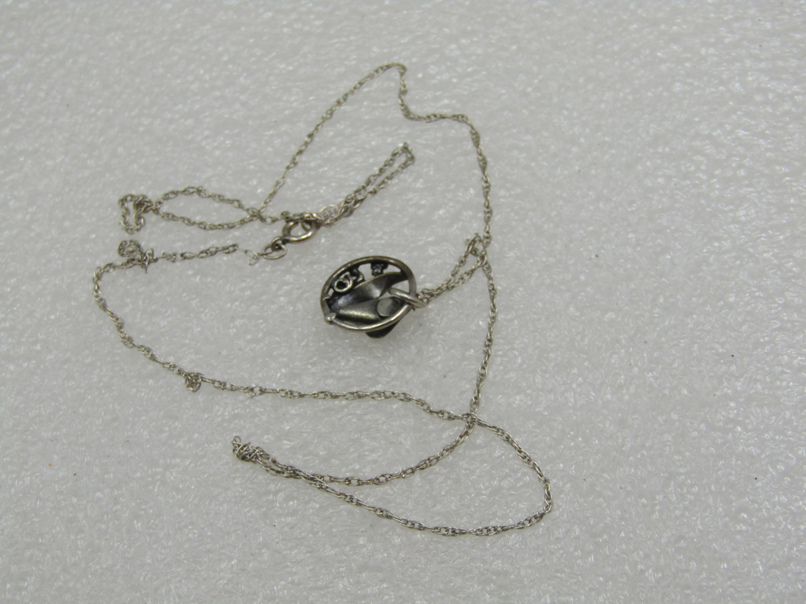 Vintage Sterling Calla Lily Necklace, 18"m 1mm Rope Chain - 7