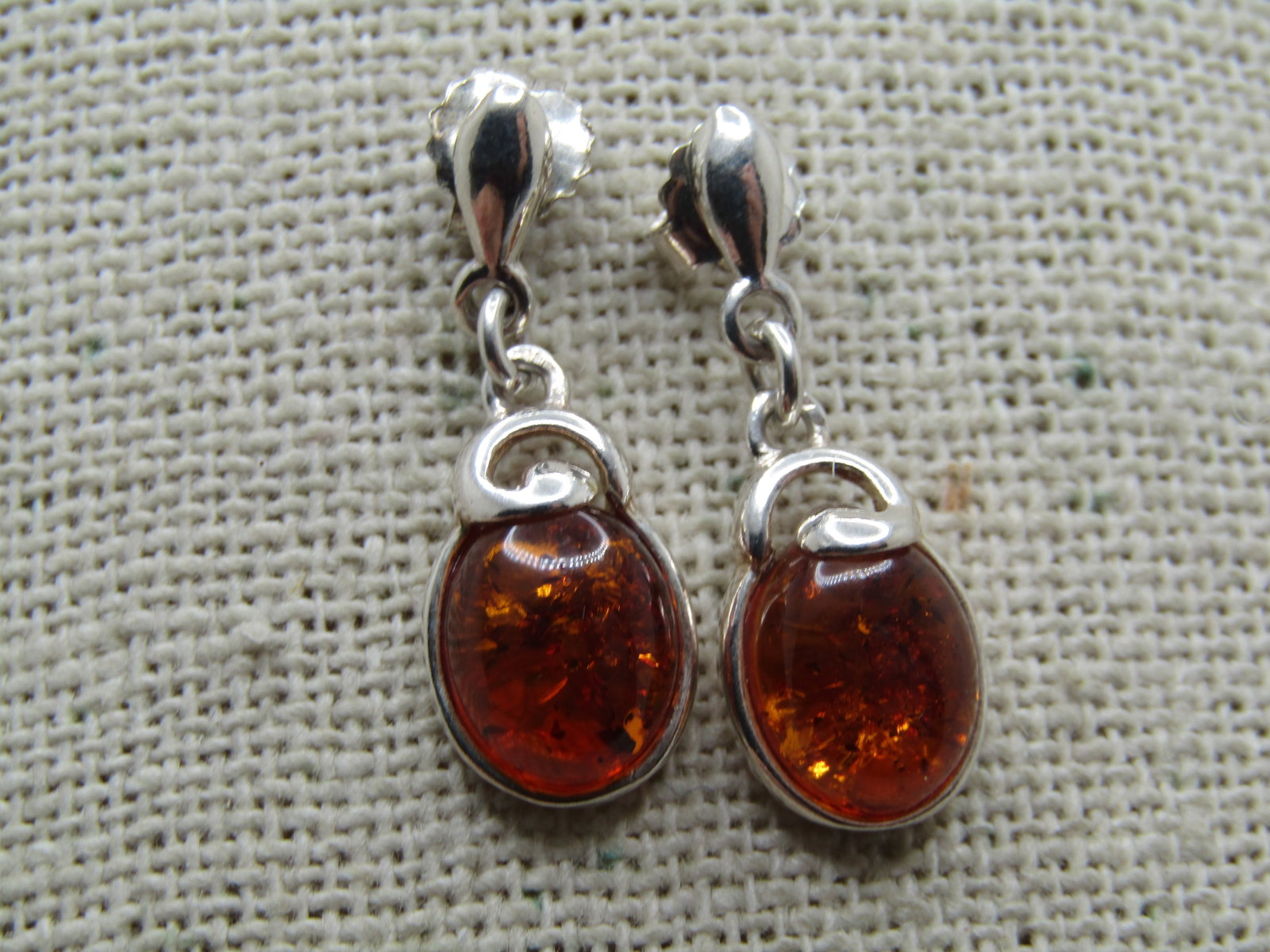 Sterling Amber Stud and Dangle Earrings, Pierced - 2