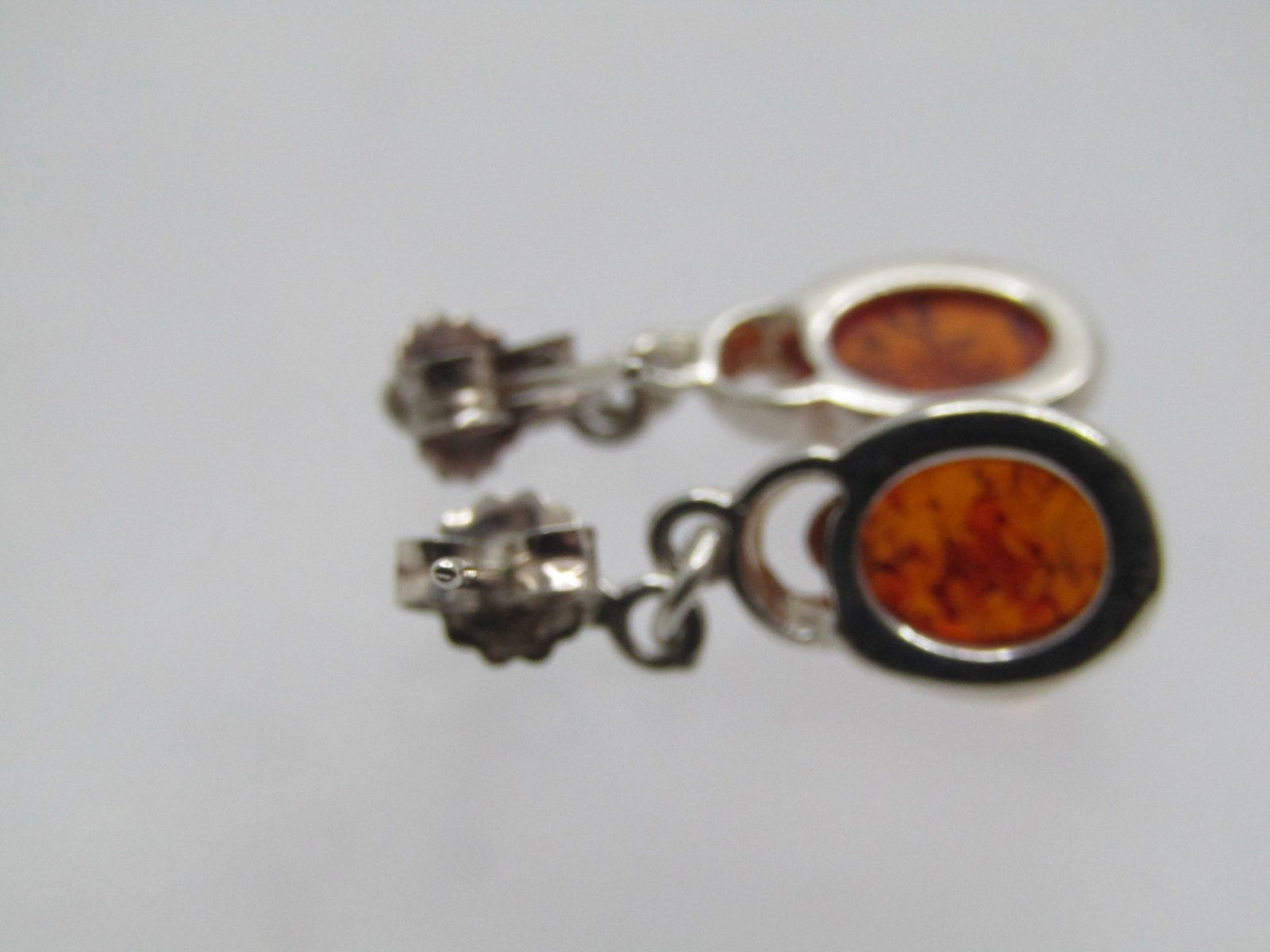 Sterling Amber Stud and Dangle Earrings, Pierced - 5