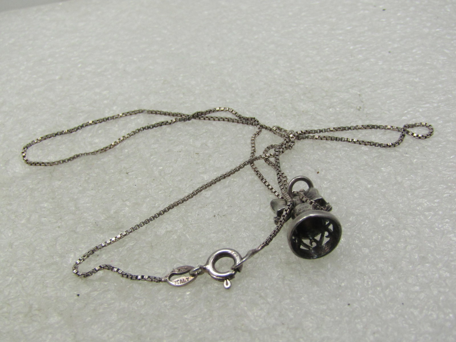 Vintage Sterling Bell Necklace, 16", 1960's-1970's - 7