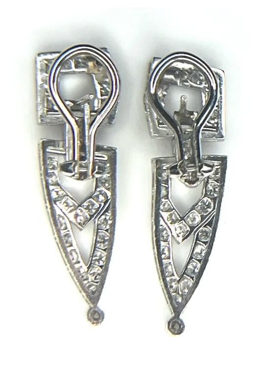 Vintage Platinum Diamond Art Deco Earrings - 7