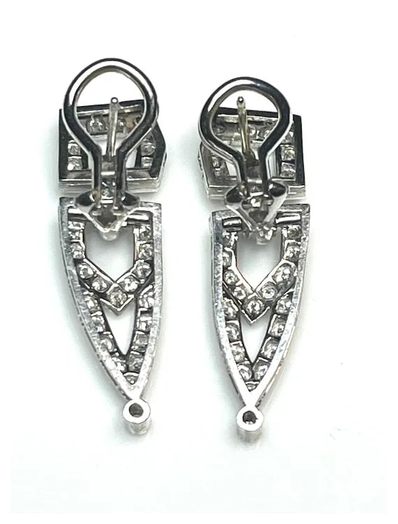 Vintage Platinum Diamond Art Deco Earrings - 8