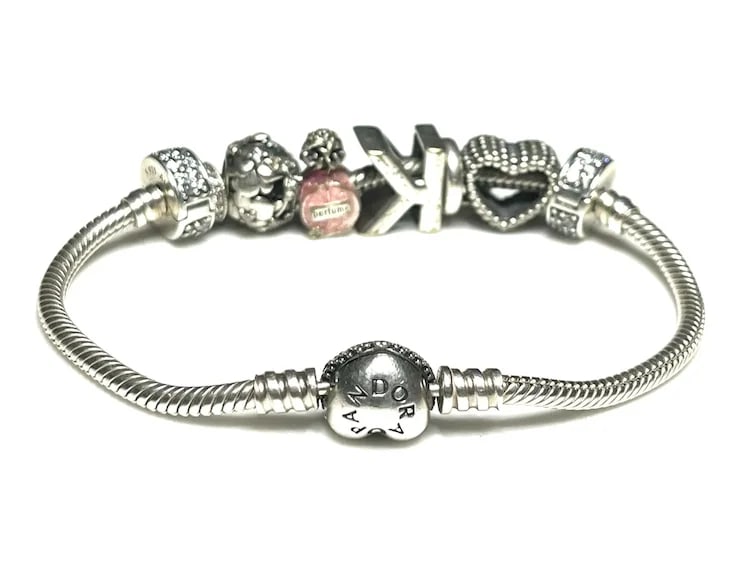 Estate Sterling Silver Pandora Charm Bracelet - 5