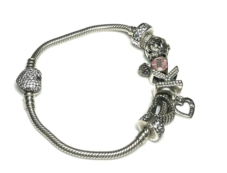 Estate Sterling Silver Pandora Charm Bracelet - 7