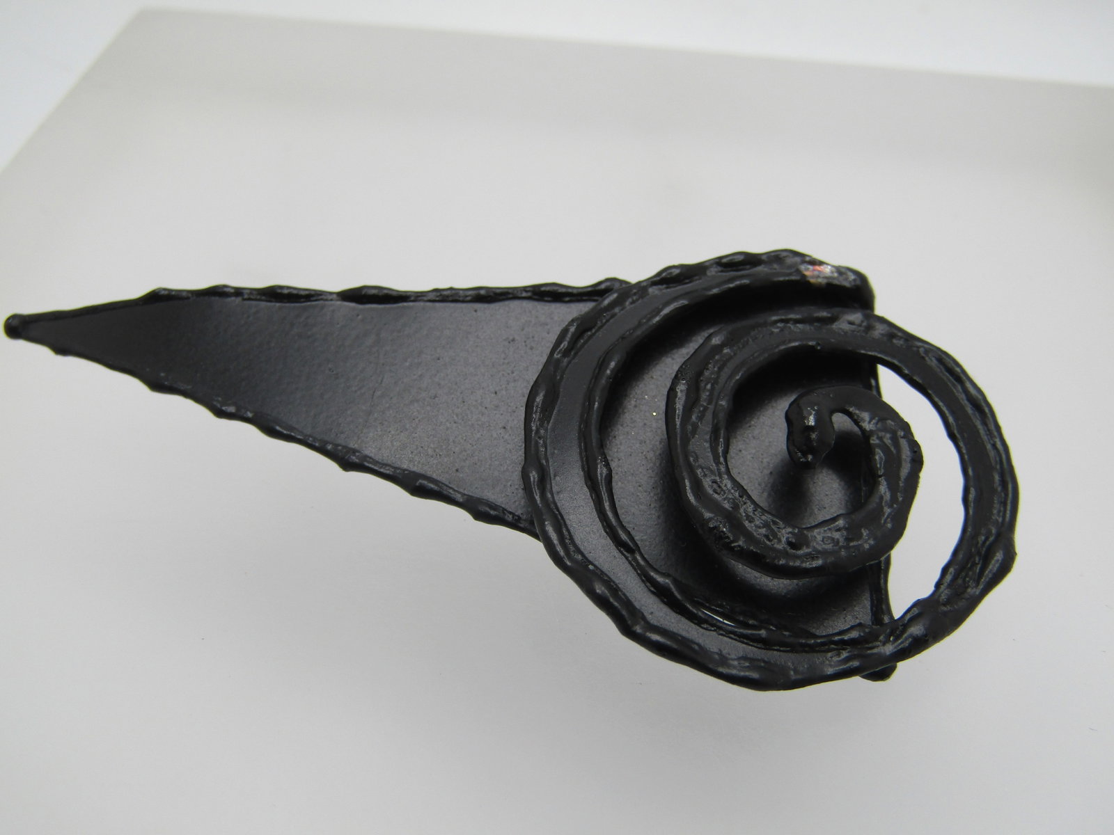 Enameled Mod Pointed/Spiral Brooch, Hand Made, 2.75" by 1.25" - 2