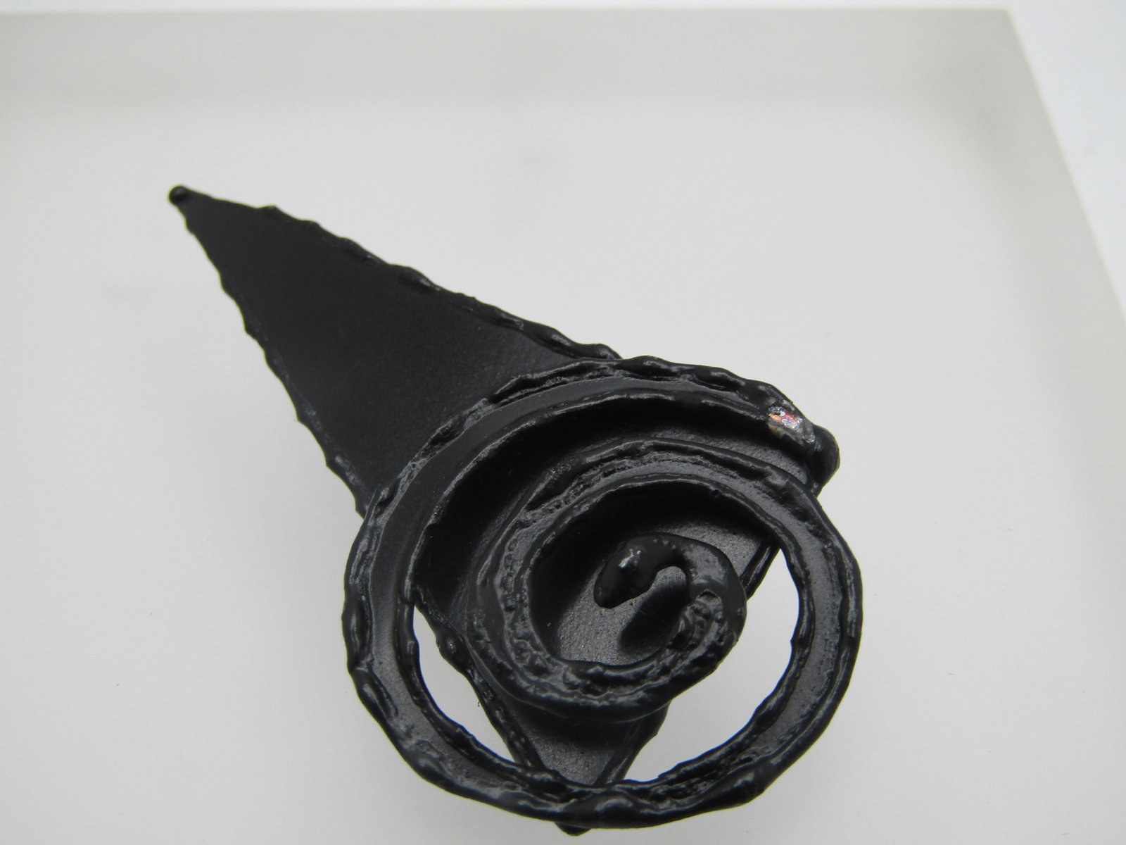 Enameled Mod Pointed/Spiral Brooch, Hand Made, 2.75" by 1.25" - 3