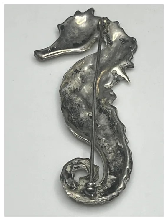 Vintage Sterling Silver Seahorse Brooch/ Pin - 5