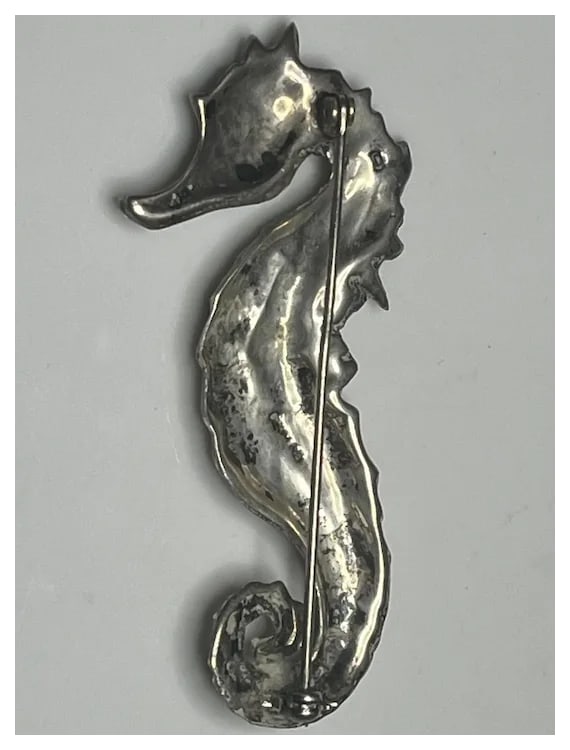 Vintage Sterling Silver Seahorse Brooch/ Pin - 6