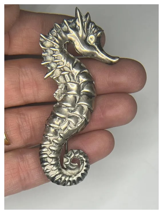 Vintage Sterling Silver Seahorse Brooch/ Pin - 9
