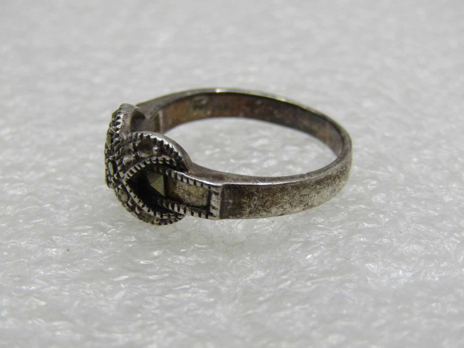 Vintage Sterling Marcasite X Ring, Size 7. 1970's-1980's - 7