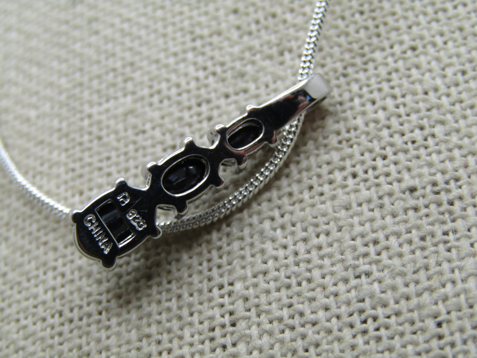 Sterling Black Spinel Pendant on 20" Plated Snake Chain - 4
