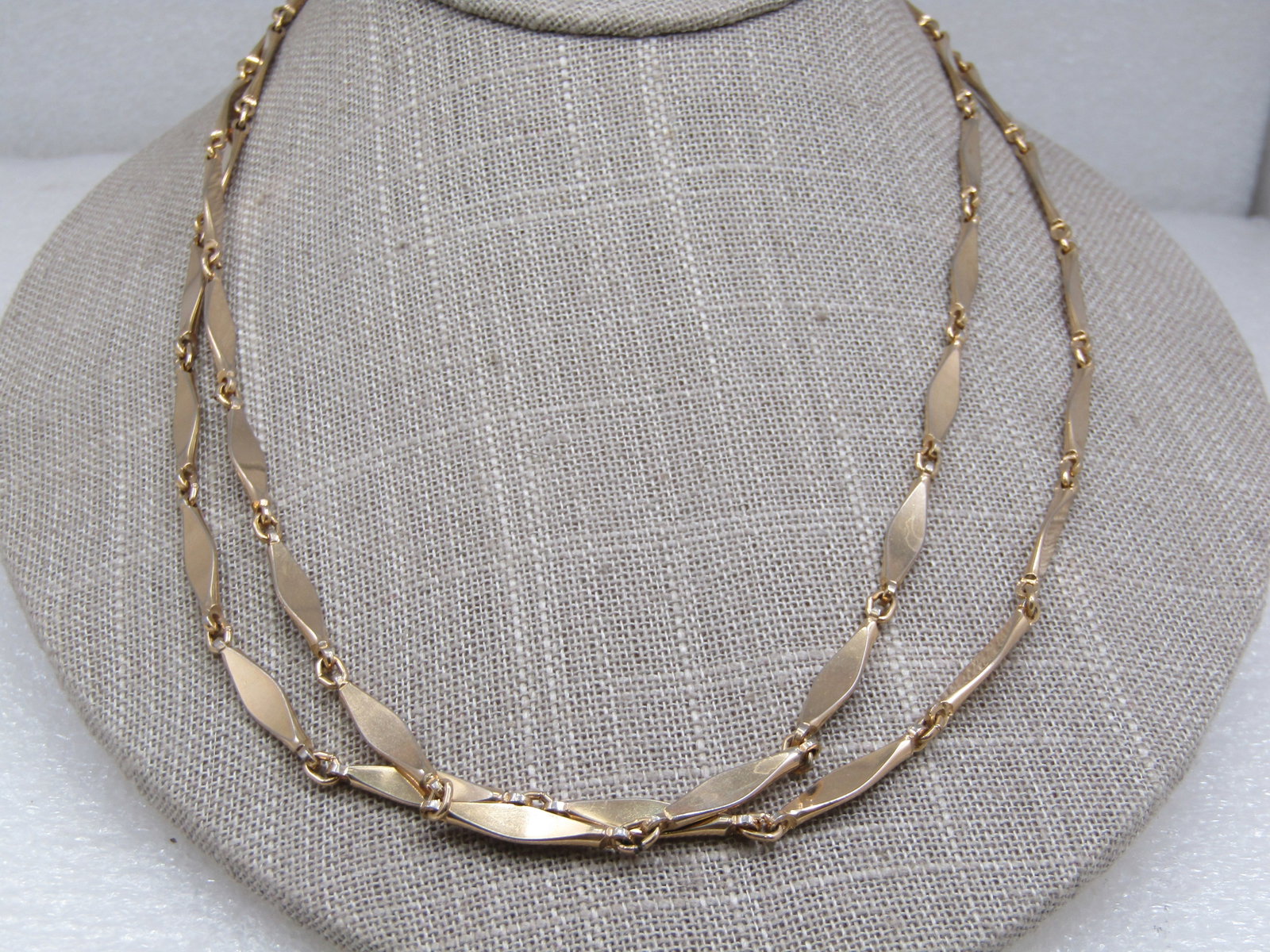 Vintage Gold Tone Tapered Bar Link Necklace 38", Gold Tone - 4