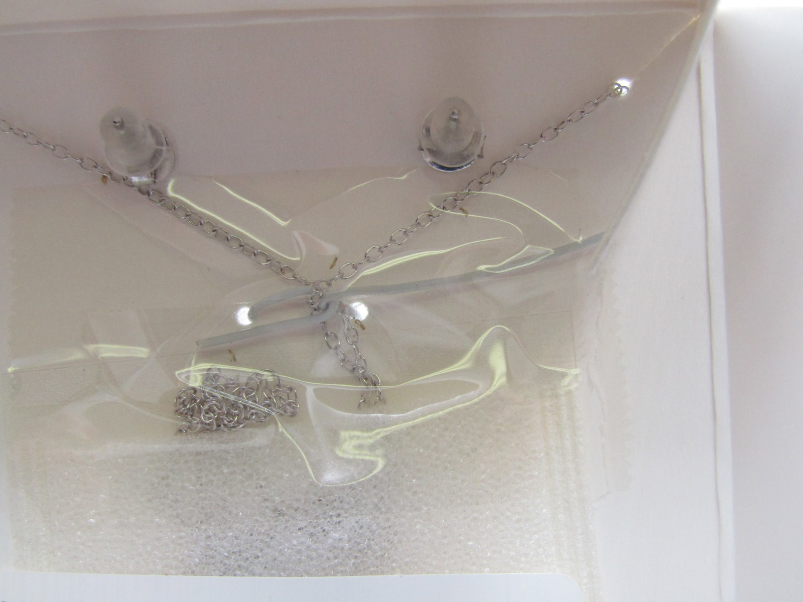 Sterling CZ Necklace and Pierced Earring Set in Box, Primrose - 4