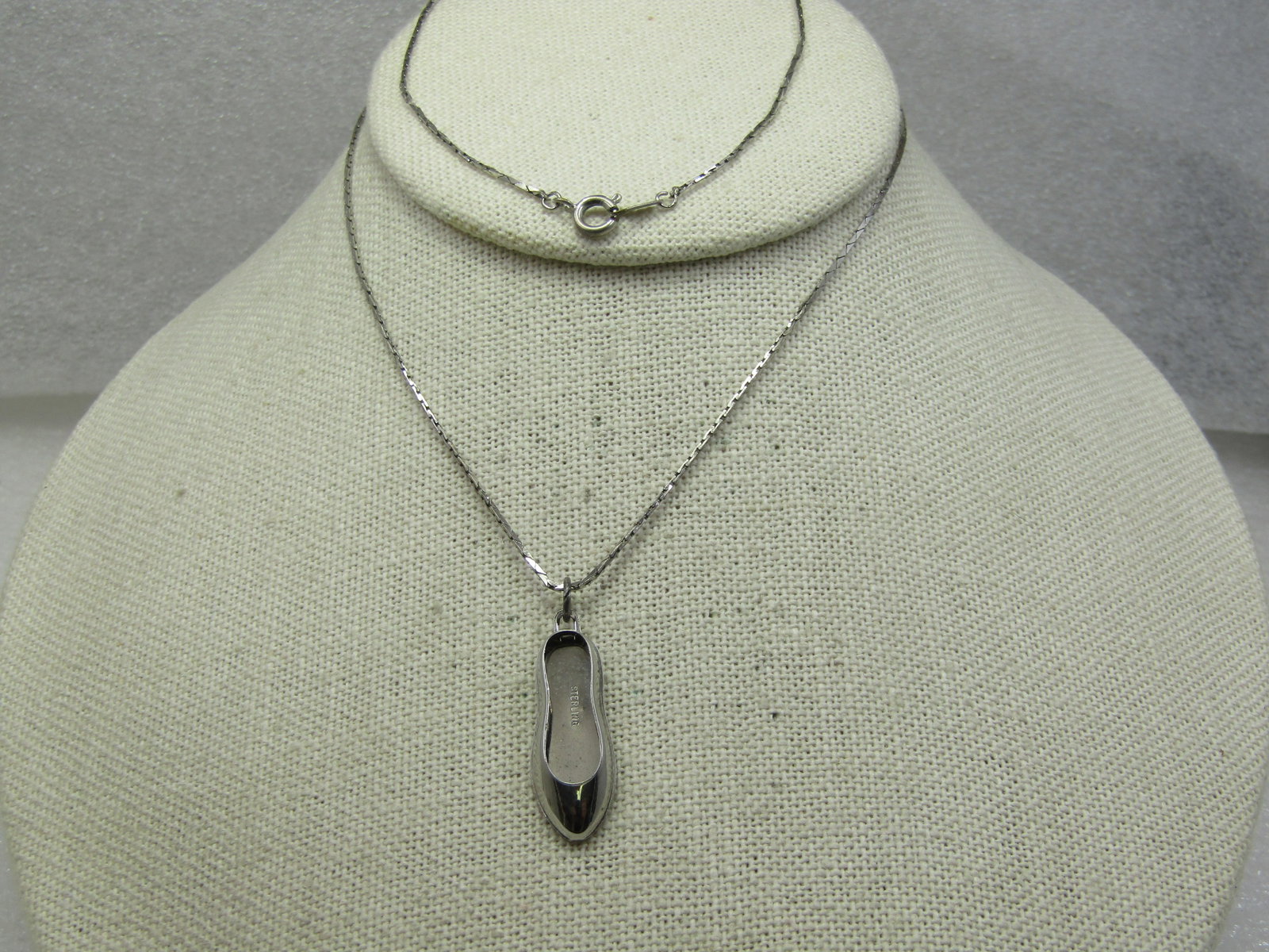 Vintage Slipper/Shoe Marked Sterling Necklace, 20" - 3
