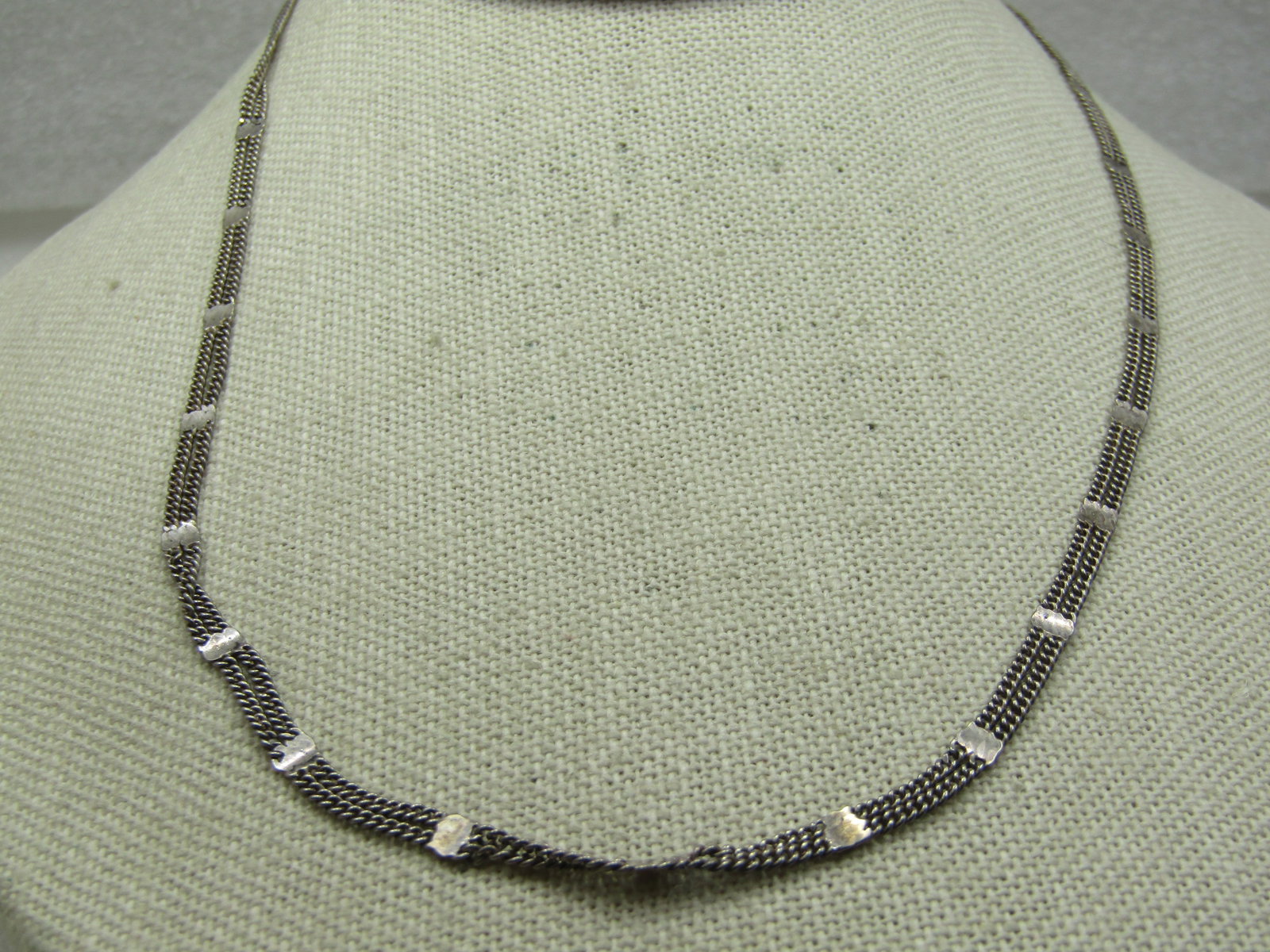 Vintage Sterling Double Strand Necklace, 18", 1960's-1970's - 2