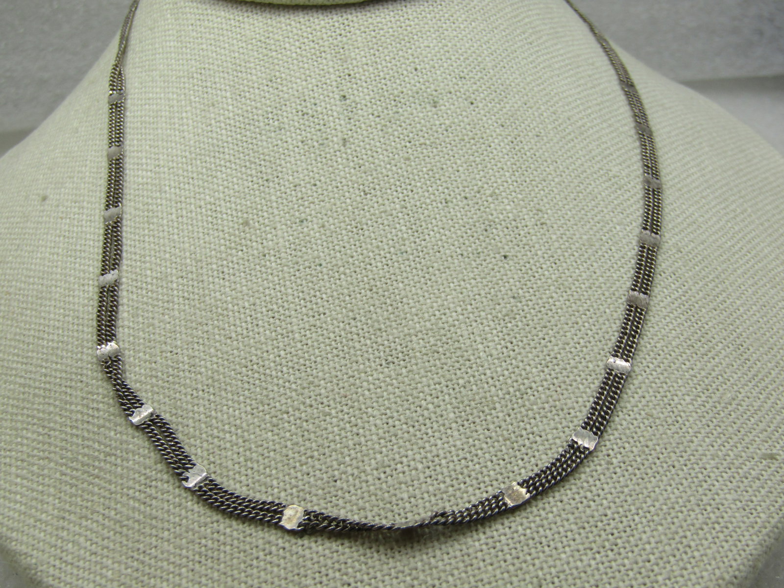 Vintage Sterling Double Strand Necklace, 18", 1960's-1970's - 3