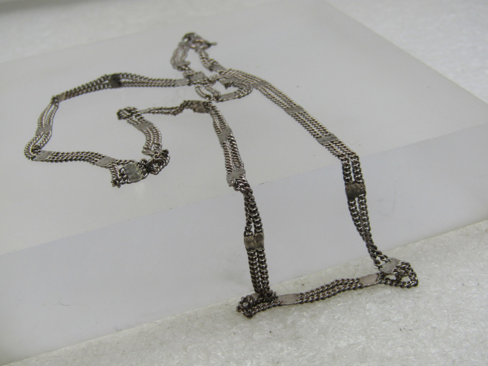 Vintage Sterling Double Strand Necklace, 18", 1960's-1970's - 4