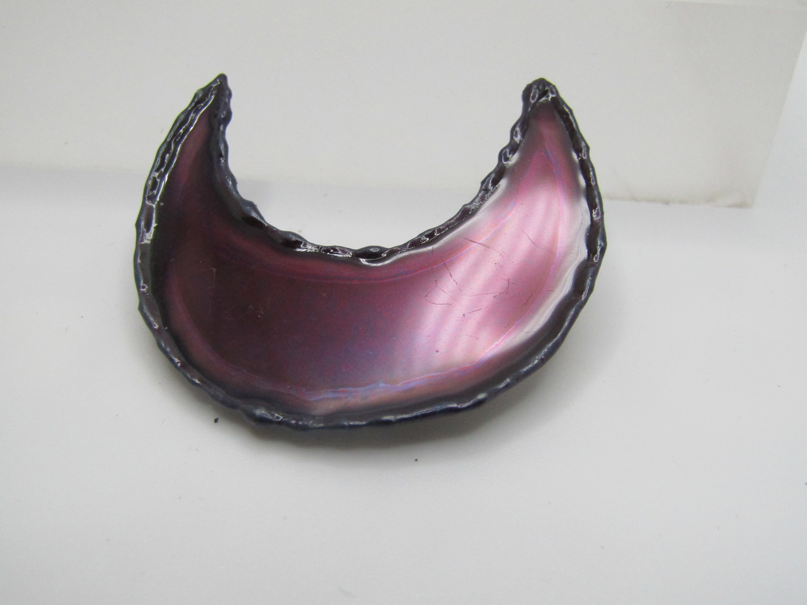 Enameled Mod Brooch, Crescent Hand Made. 1.5", Red - 5