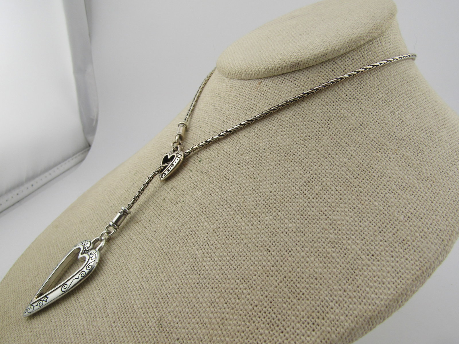 Brighton Double Heart Lariat Necklace, 18"-20", 1990's - 2