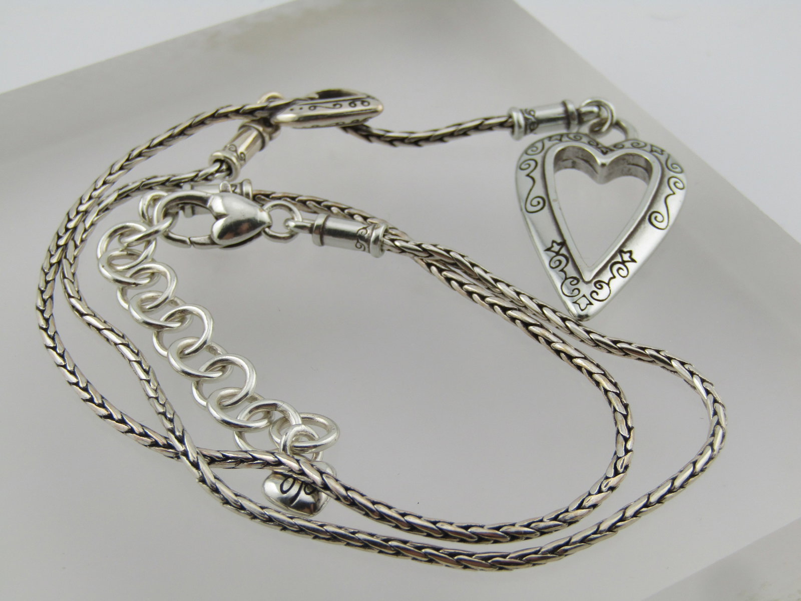 Brighton Double Heart Lariat Necklace, 18"-20", 1990's - 9