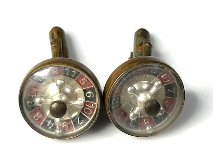 Vintage 1950's Spinning Roulette Wheel Cuff Link Set - 3