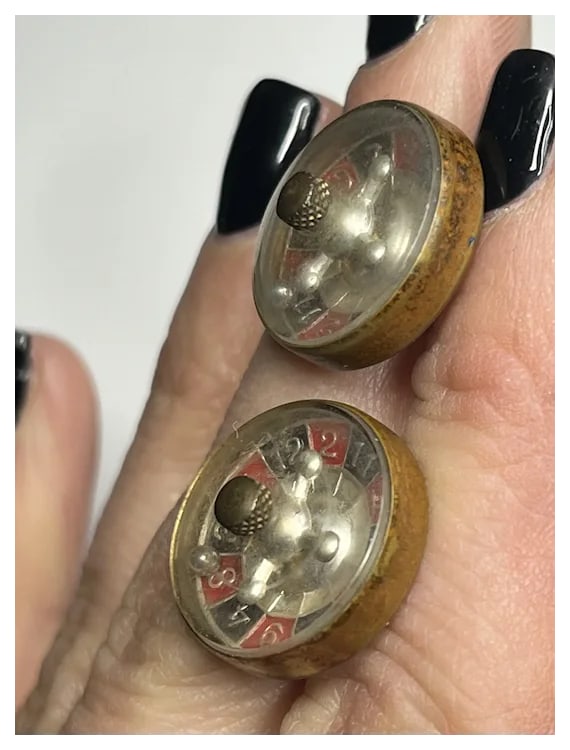 Vintage 1950's Spinning Roulette Wheel Cuff Link Set - 9