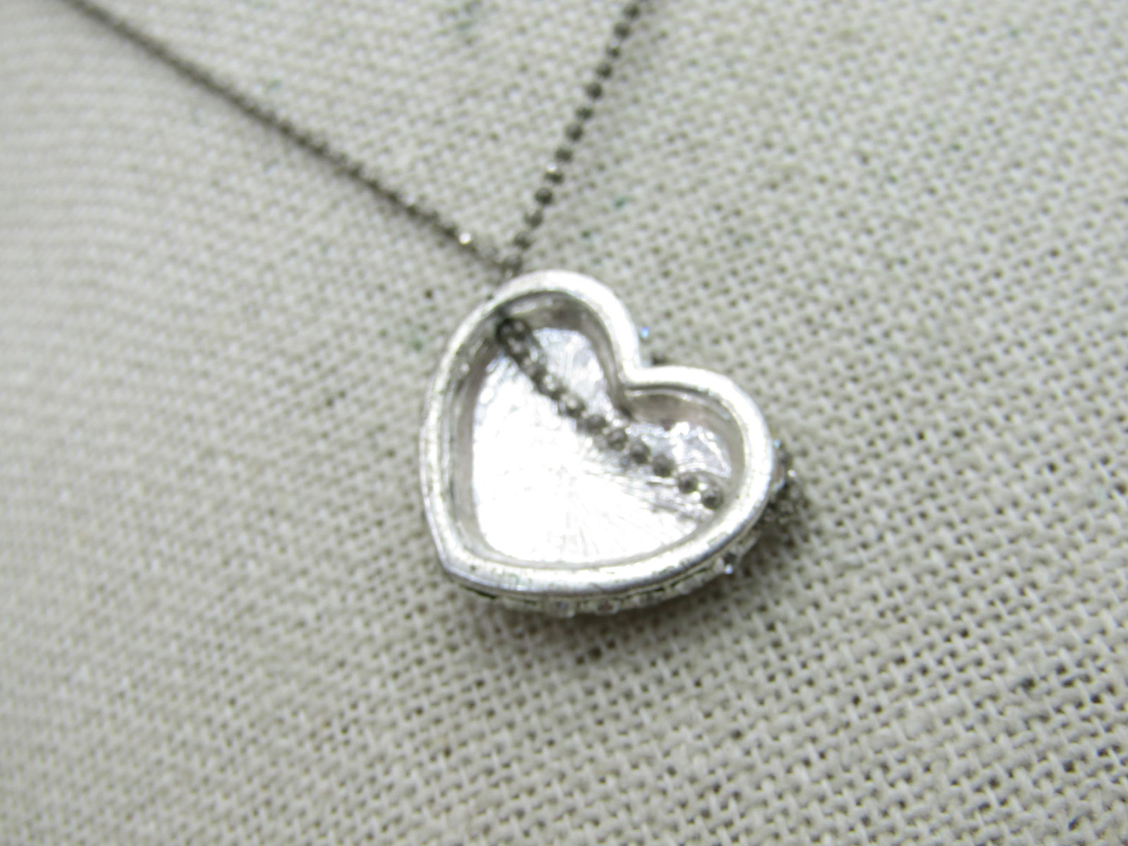 Vintage Rhinestone Pave Heart Necklace, 17" - 3