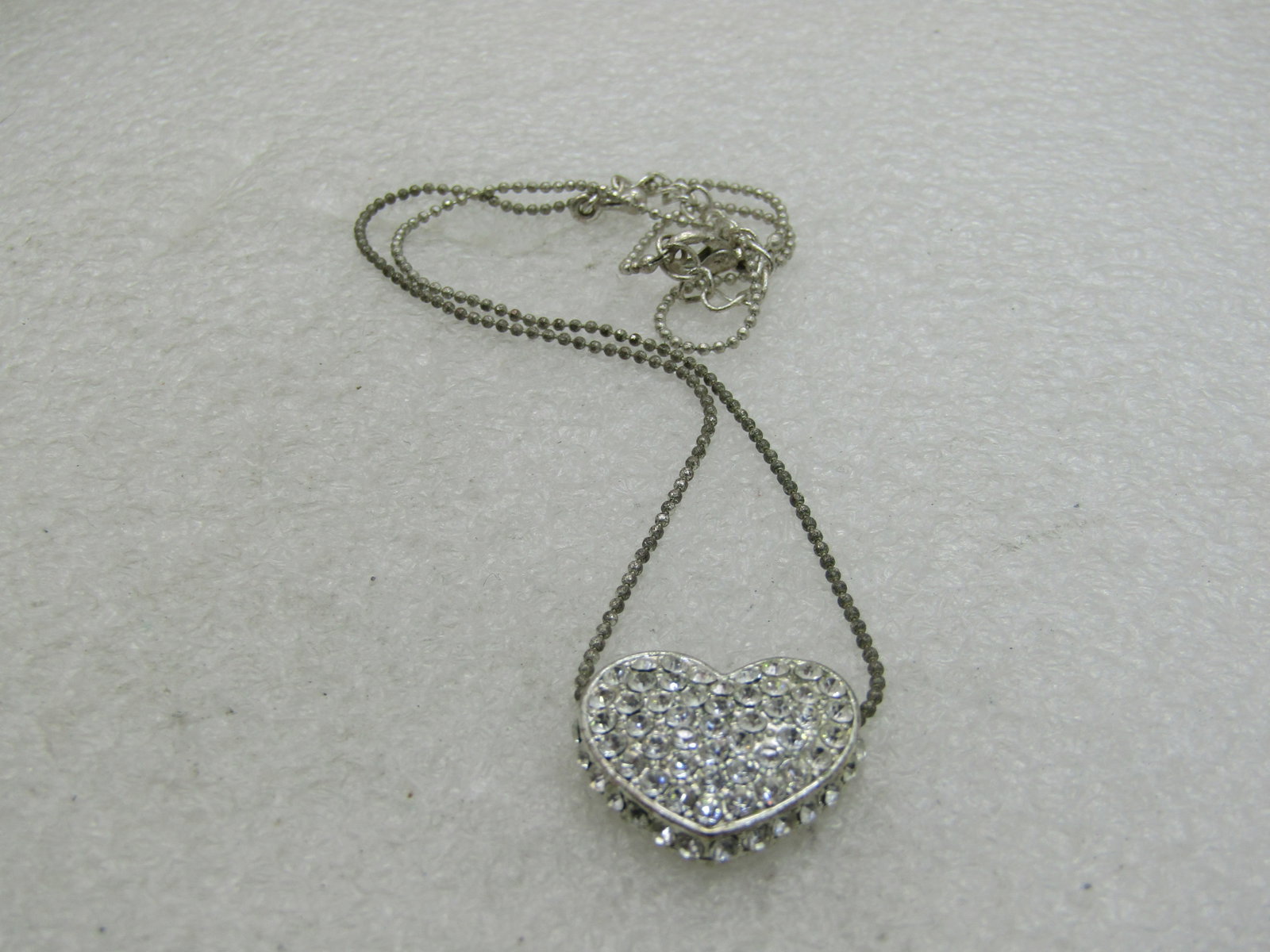 Vintage Rhinestone Pave Heart Necklace, 17" - 5