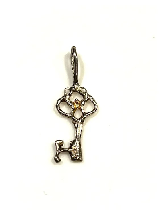 Vintage Sterling Silver Key Pendant - 3