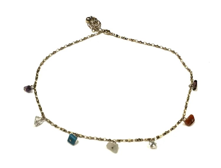 Vintage Gold Tone Dangling Stone Necklace - 4