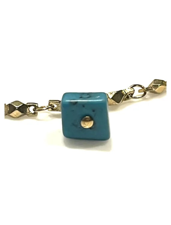 Vintage Gold Tone Dangling Stone Necklace - 9