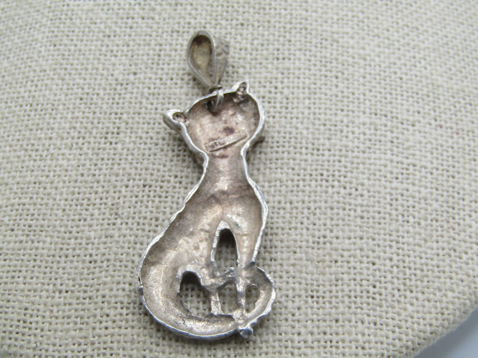 Vintage Sterling Cat Pendant, Possibly Siamese, 2" - 4