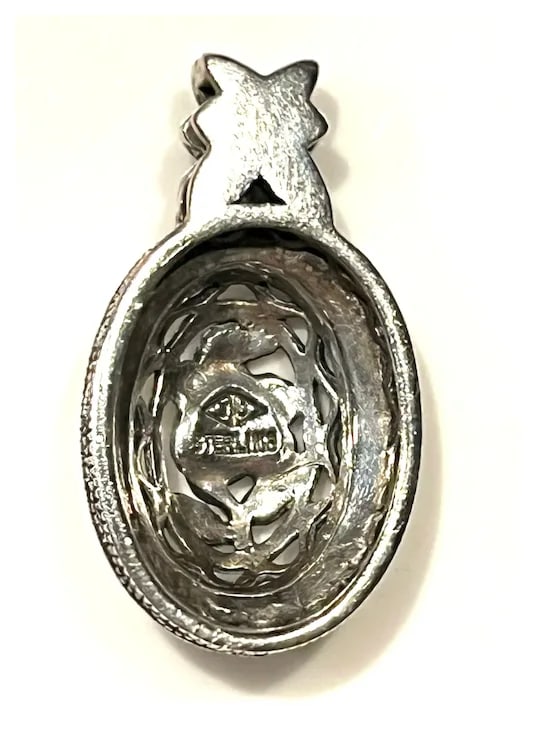 Vintage Sterling Silver Marcasite Pendant - 3