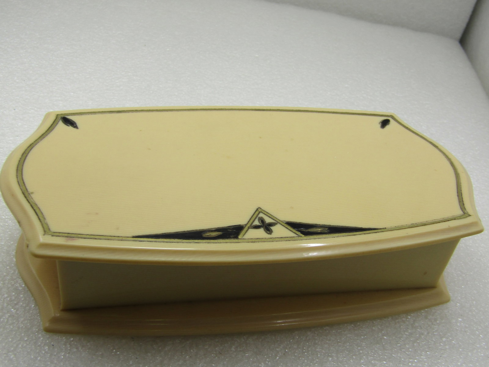 Art Deco Celluloid Jewelry Trinket Box, Velvet Lined - 2
