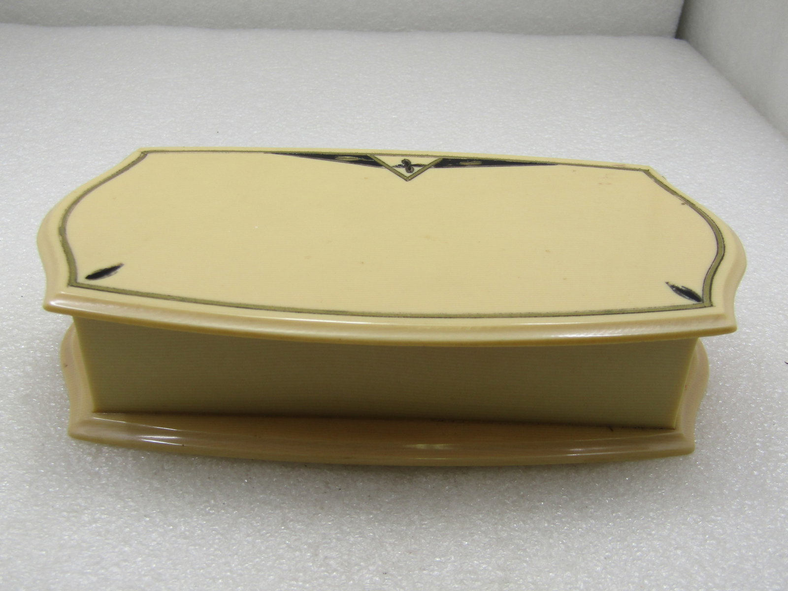 Art Deco Celluloid Jewelry Trinket Box, Velvet Lined - 3